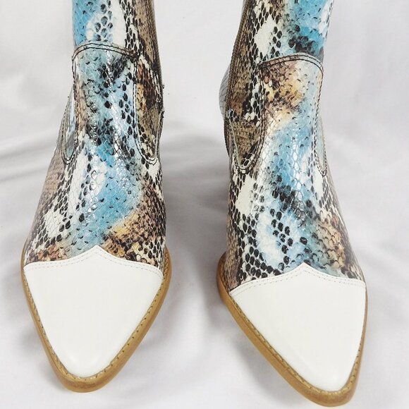 Matisse DESIRE Leather Snake Print Cowboy Western Style Boots White Toe NIB Sz 6 - Picture 4 of 9